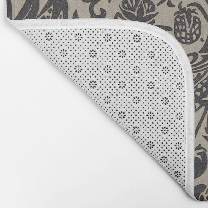 William Morris Pure Strawberry Thief Black Gilver Graphite Pattern Bath Mat Gallery Image 2