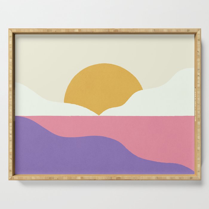 Sunset Island - Pink Serving Tray Gallery Image 1