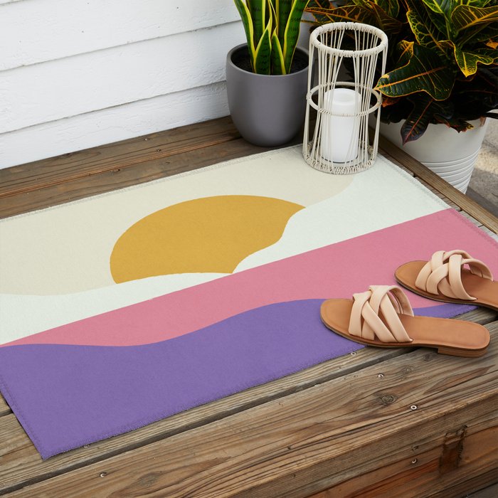 Sunset Island - Pink Outdoor Rug Gallery Image 2