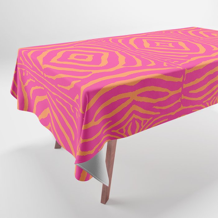 Zebra Pattern | Zebra Stripes | Zebra Pink and Orange Stripes 744 Tablecloth Gallery Image 1
