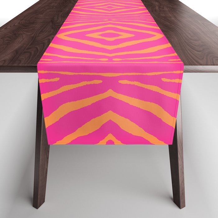 Zebra Pattern | Zebra Stripes | Zebra Pink and Orange Stripes 744 Table Runner Gallery Image 1