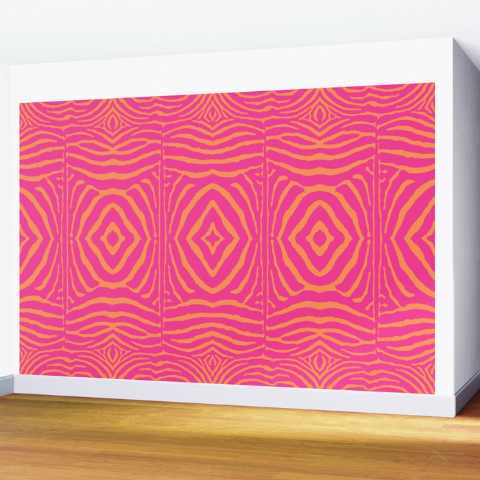Zebra Pattern | Zebra Stripes | Zebra Pink and Orange Stripes 744 Wall Mural Gallery Image 2
