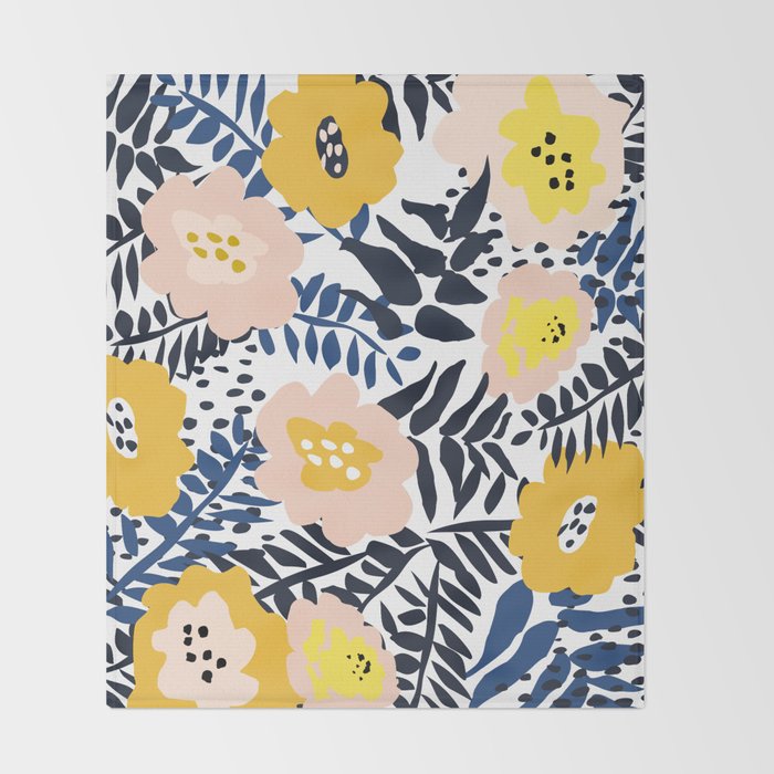 Outdoor: florals matching to design for a happy life Throw Blanket Gallery Image 2