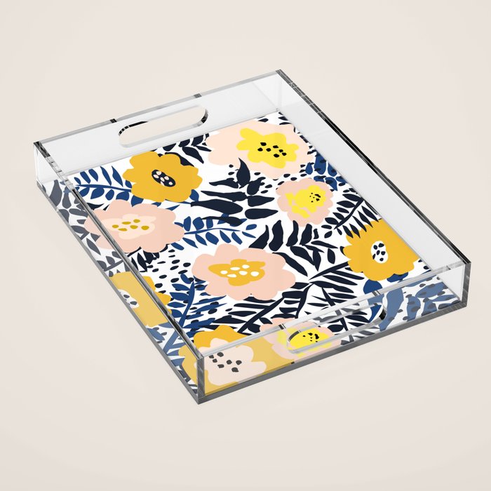 Outdoor: florals matching to design for a happy life Acrylic Tray Gallery Image 1