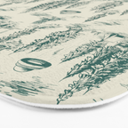 Teal Alien Abduction Toile De Jouy Pattern Bath Mat Gallery Image 3