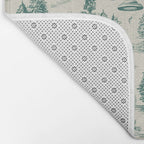 Teal Alien Abduction Toile De Jouy Pattern Bath Mat Gallery Image 2