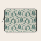 Teal Alien Abduction Toile De Jouy Pattern Laptop Sleeve Gallery Image 1