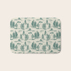 Teal Alien Abduction Toile De Jouy Pattern Bath Mat Gallery Image 1