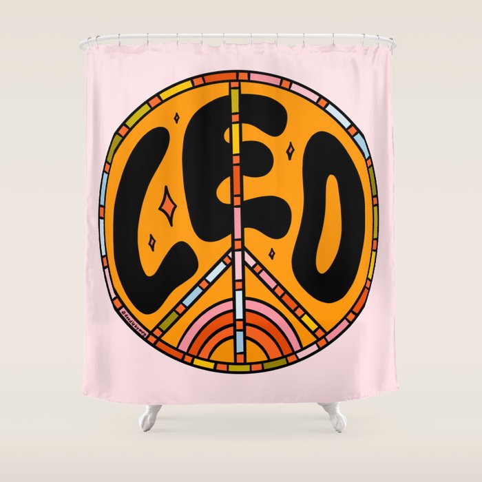 Leo Peace Sign Shower Curtain Gallery Image 1