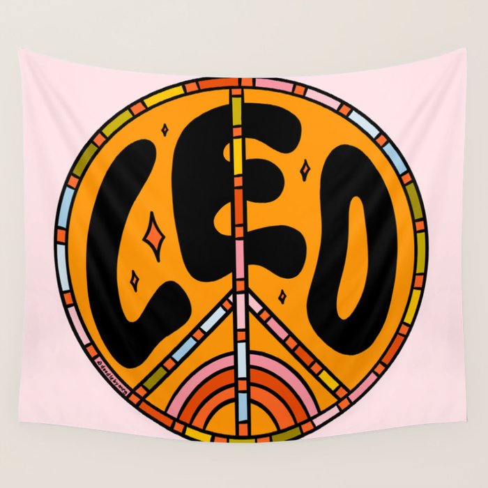 Leo Peace Sign Wall Tapestry Gallery Image 4