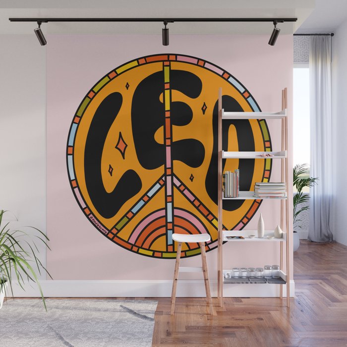 Leo Peace Sign Wall Mural Gallery Image 1