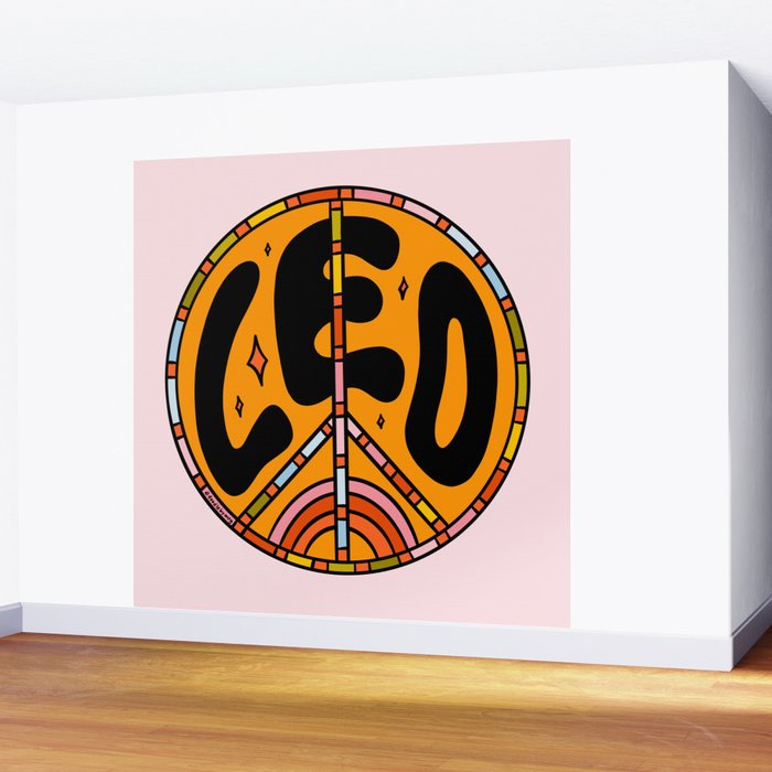 Leo Peace Sign Wall Mural Gallery Image 2