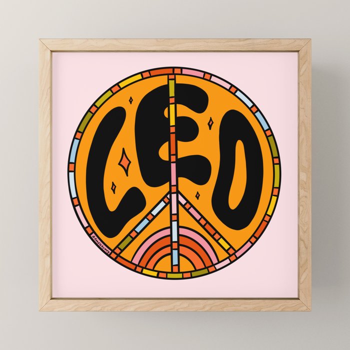 Leo Peace Sign Mini Art Print Gallery Image 1