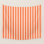 Classic Double Stripe Pattern in Orange and White Wall Tapestry Gallery Image 4