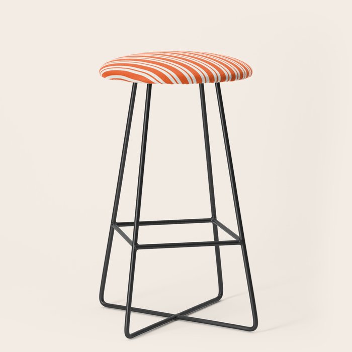 Classic Double Stripe Pattern in Orange and White Stool Gallery Image 1