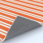 Classic Double Stripe Pattern in Orange and White Rug Gallery Image 4