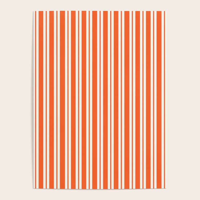 Classic Double Stripe Pattern in Orange and White Poster Gallery Image 4