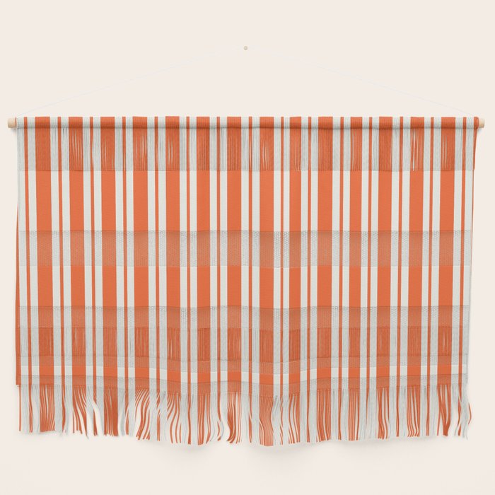 Classic Double Stripe Pattern in Orange and White Wall Hanging Gallery Image 1