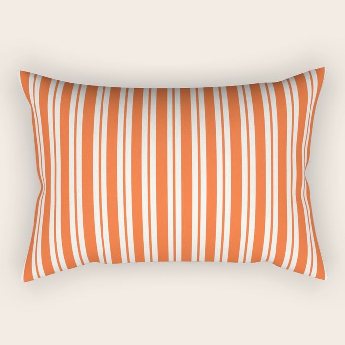 Classic Double Stripe Pattern in Orange and White Rectangular Pillow Gallery Image 1