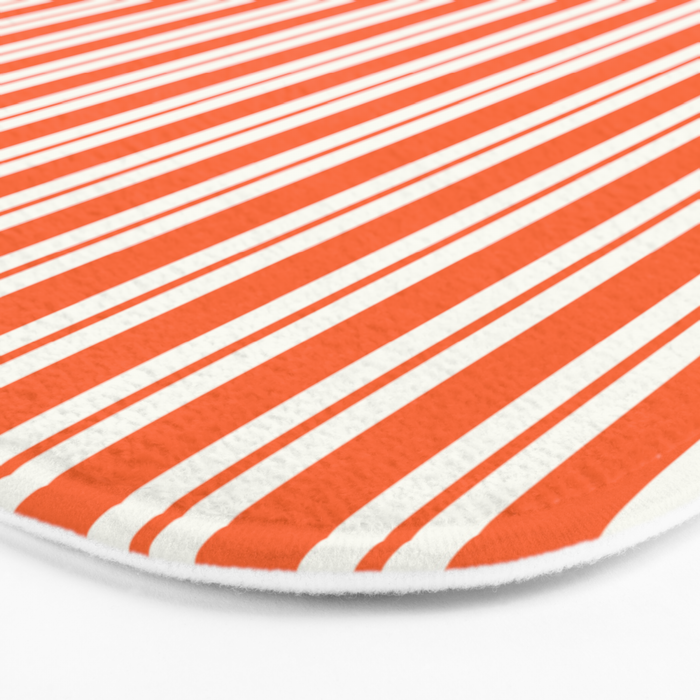 Classic Double Stripe Pattern in Orange and White Bath Mat Gallery Image 3