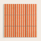 Classic Double Stripe Pattern in Orange and White Wood Wall Art Gallery Image 1