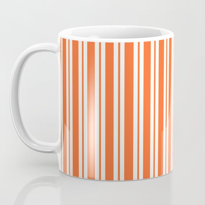 Classic Double Stripe Pattern in Orange and White Coffee Mug Gallery Image 3