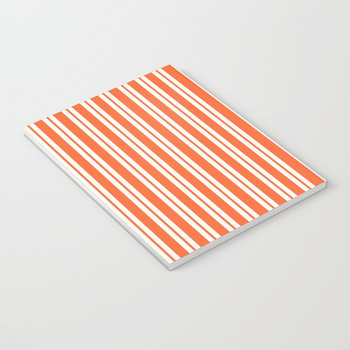 Classic Double Stripe Pattern in Orange and White Notebook Gallery Image 3