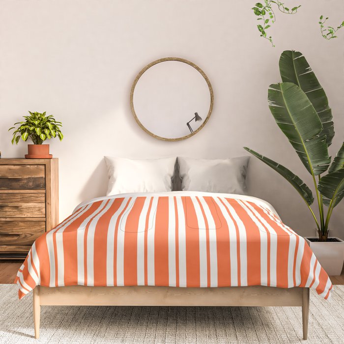 Classic Double Stripe Pattern in Orange and White Comforter Gallery Image 3
