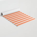 Classic Double Stripe Pattern in Orange and White Yoga Mat Gallery Image 2