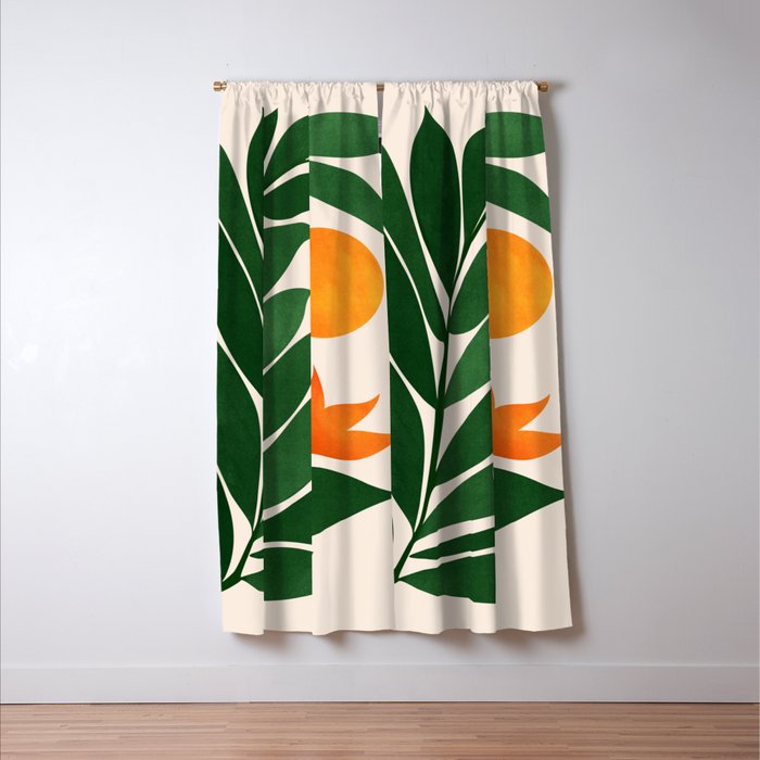 Tropical Forest Sunset / Mid Century Abstract Shapes Window Curtain Gallery Image 3