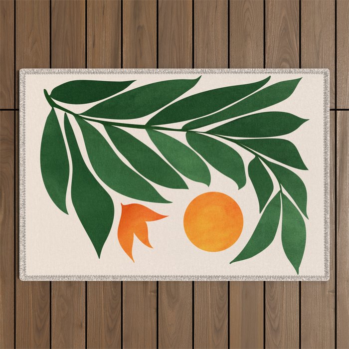 Tropical Forest Sunset / Mid Century Abstract Shapes Outdoor Rug Gallery Image 1