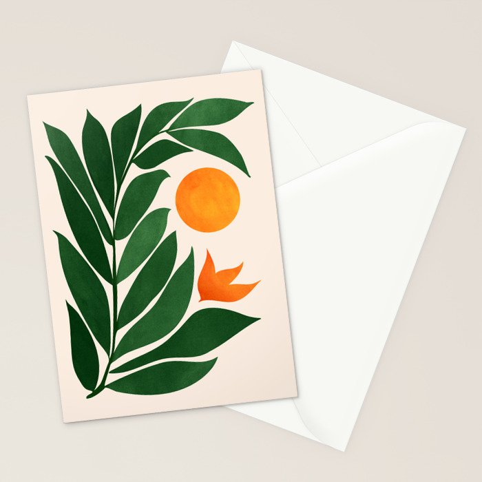 Tropical Forest Sunset / Mid Century Abstract Shapes Stationery Card Gallery Image 2