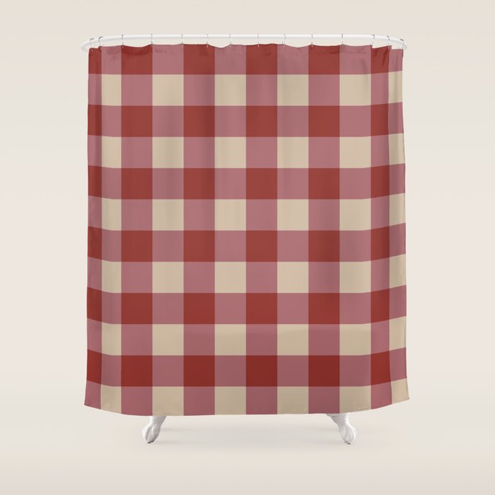 Bordeaux Checkered Theme Shower Curtain Gallery Image 1
