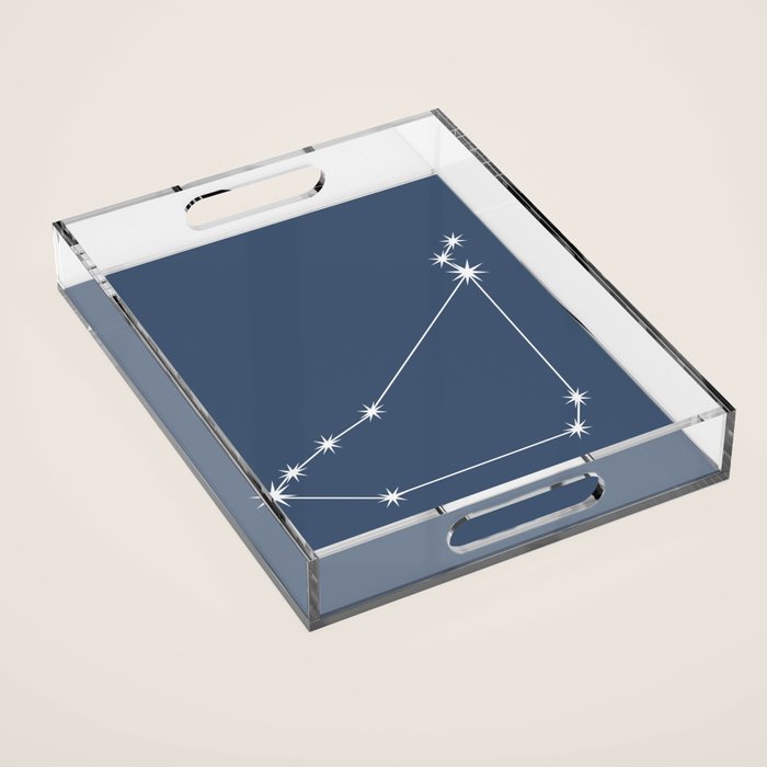 Capricorn Zodiac Star Constellation Line Art Neutral Blue Acrylic Tray Gallery Image 1