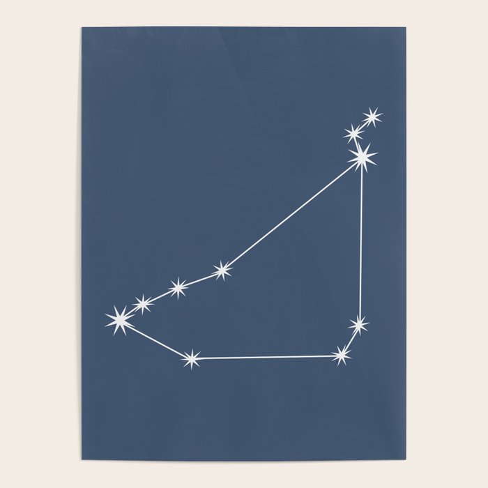 Capricorn Zodiac Star Constellation Line Art Neutral Blue Poster Gallery Image 4