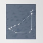 Capricorn Zodiac Star Constellation Line Art Neutral Blue Throw Blanket Gallery Image 2