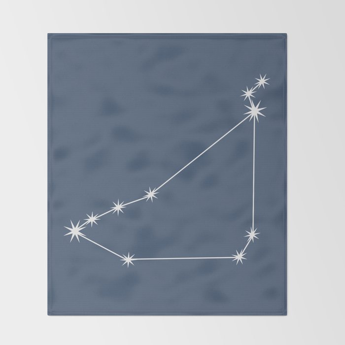 Capricorn Zodiac Star Constellation Line Art Neutral Blue Throw Blanket Gallery Image 2