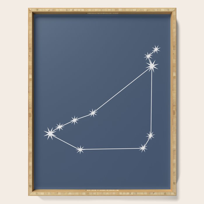 Capricorn Zodiac Star Constellation Line Art Neutral Blue Serving Tray Gallery Image 1