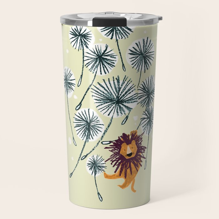 Lion on dandelion Travel Mug Gallery Image 1