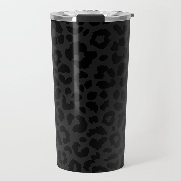 Black On Black Leopard Travel Mug Gallery Image 1