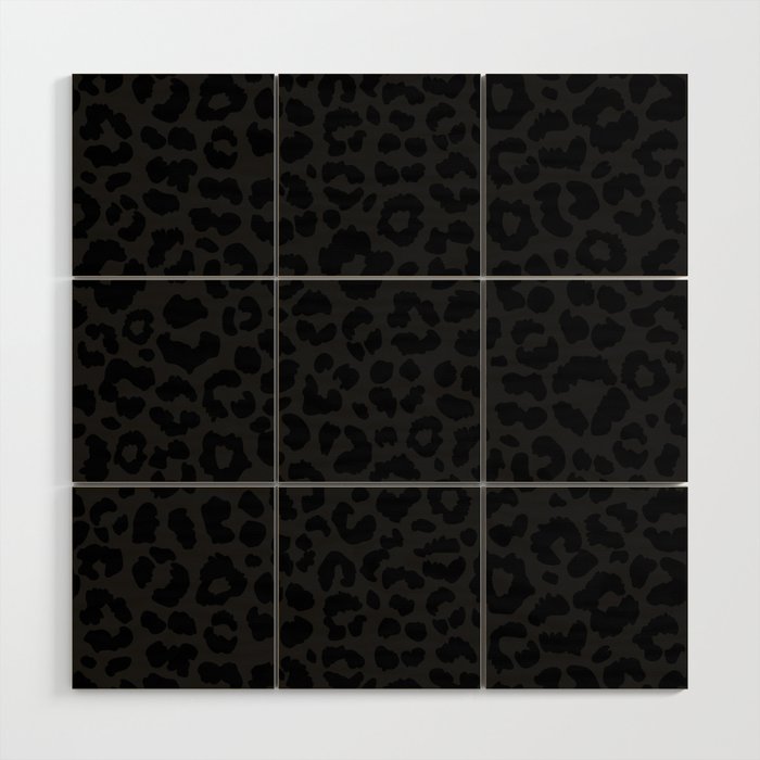Black On Black Leopard Wood Wall Art Gallery Image 1