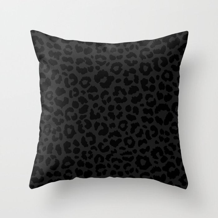 Black On Black Leopard Throw Pillow Gallery Image 1