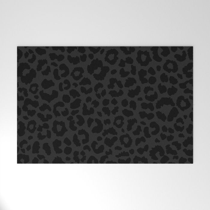 Black On Black Leopard Welcome Mat Gallery Image 1
