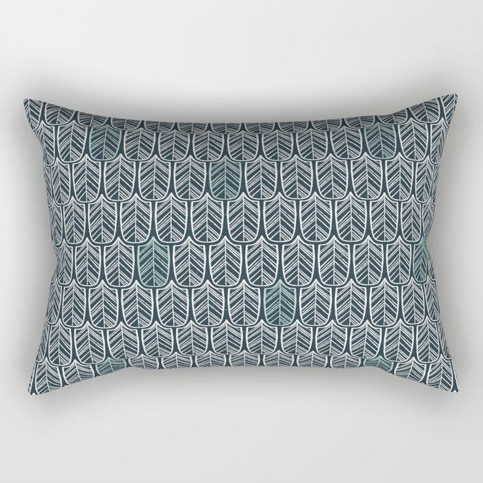 Feather Tile Navy Rectangular Pillow Gallery Image 2