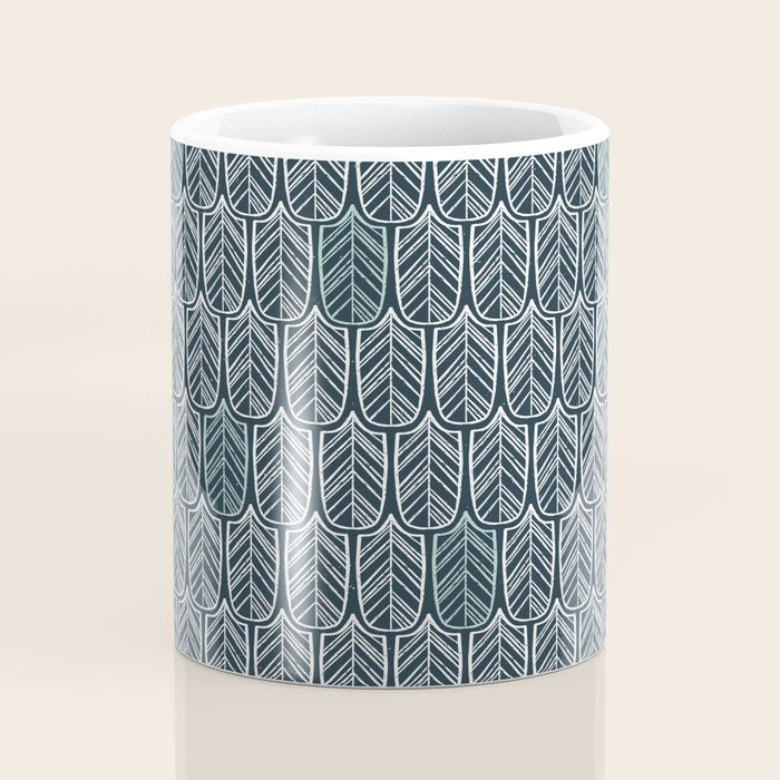 Feather Tile Navy Coffee Mug Gallery Image 4