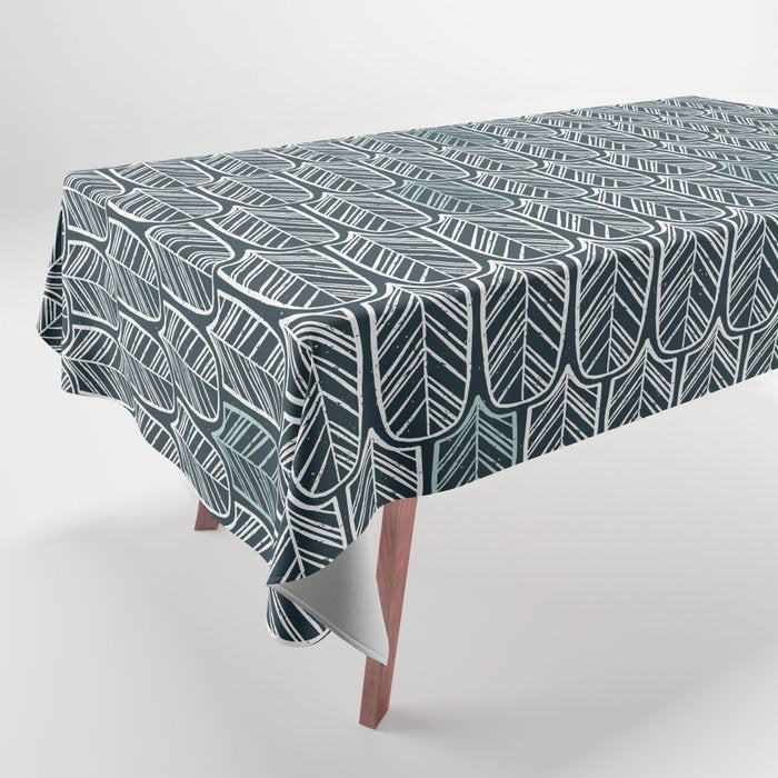 Feather Tile Navy Tablecloth Gallery Image 1