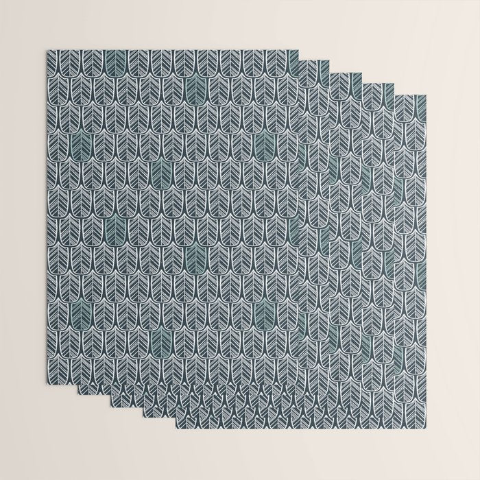 Feather Tile Navy Wrapping Paper Gallery Image 3