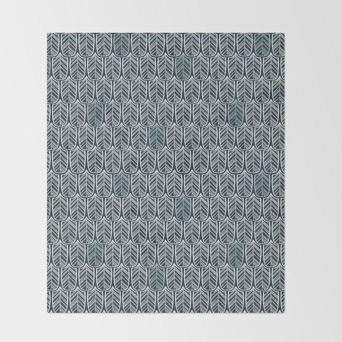Feather Tile Navy Throw Blanket Gallery Image 2