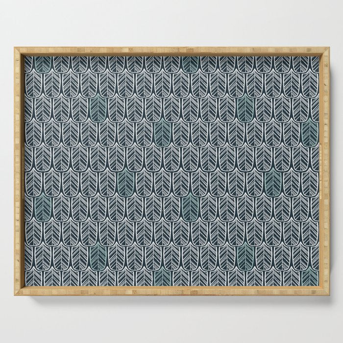 Feather Tile Navy Serving Tray Gallery Image 1