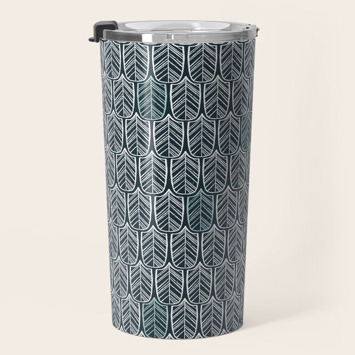 Feather Tile Navy Travel Mug Gallery Image 3